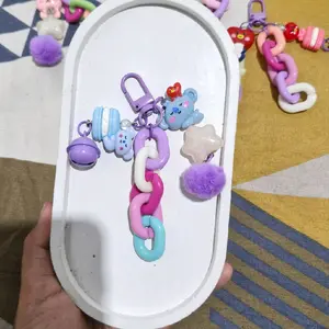 Keychain DIY BTS Macaron Mix dengan Desain Karakter Lucu dan Warna-warna Cerah untuk Aksesori Tas Anda