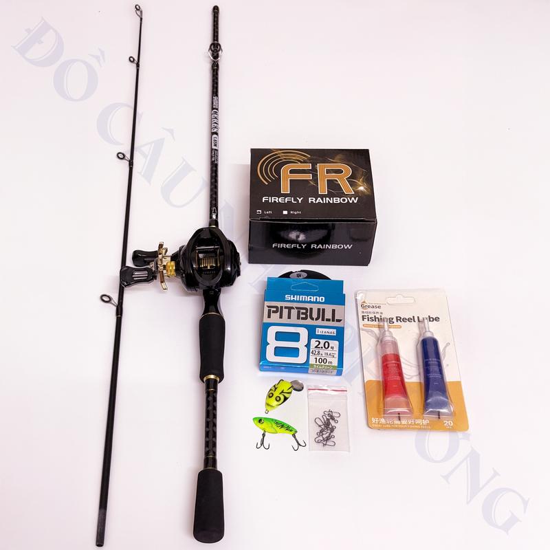 Combo Cần Câu Lure Ceres Máy Ngang FR200 + Tặng Dầu Mỡ Tra Máy + Dây PE 100m + Nhái Hơi + Cá Sắt + Khóa Lure - Fishing, Cần Câu Máy, Bộ Cần Câu Máy