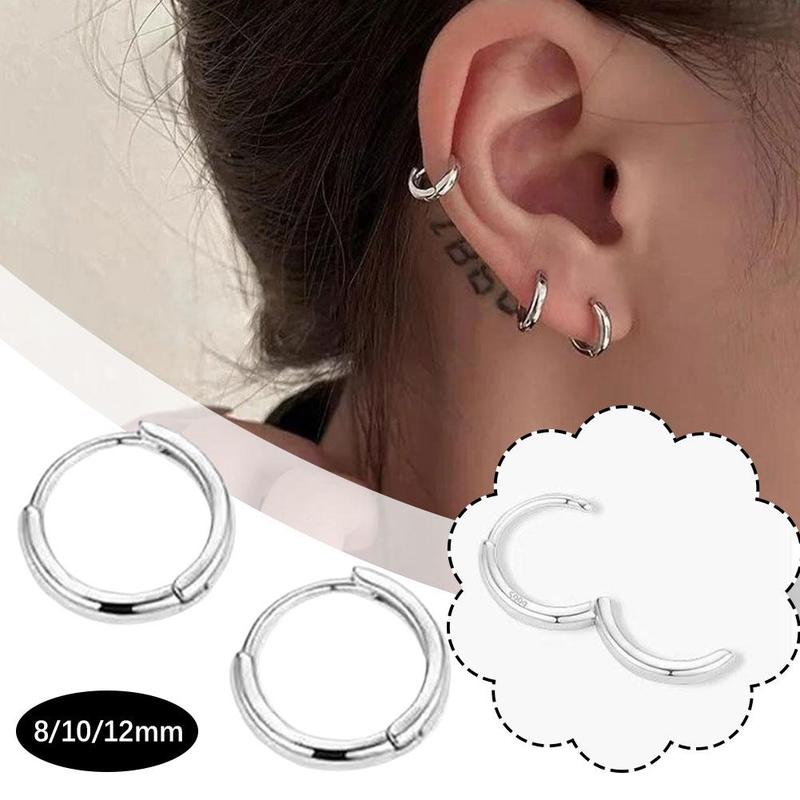 Product Introduction of Khuyên Tai Tròn Bằng Thép Không Gỉ, 2 Chiếc, Dành Cho Nam Và Nữ, Thiết Kế Tối Giản, Khuyên Tai Tròn Nhỏ W1T7 29