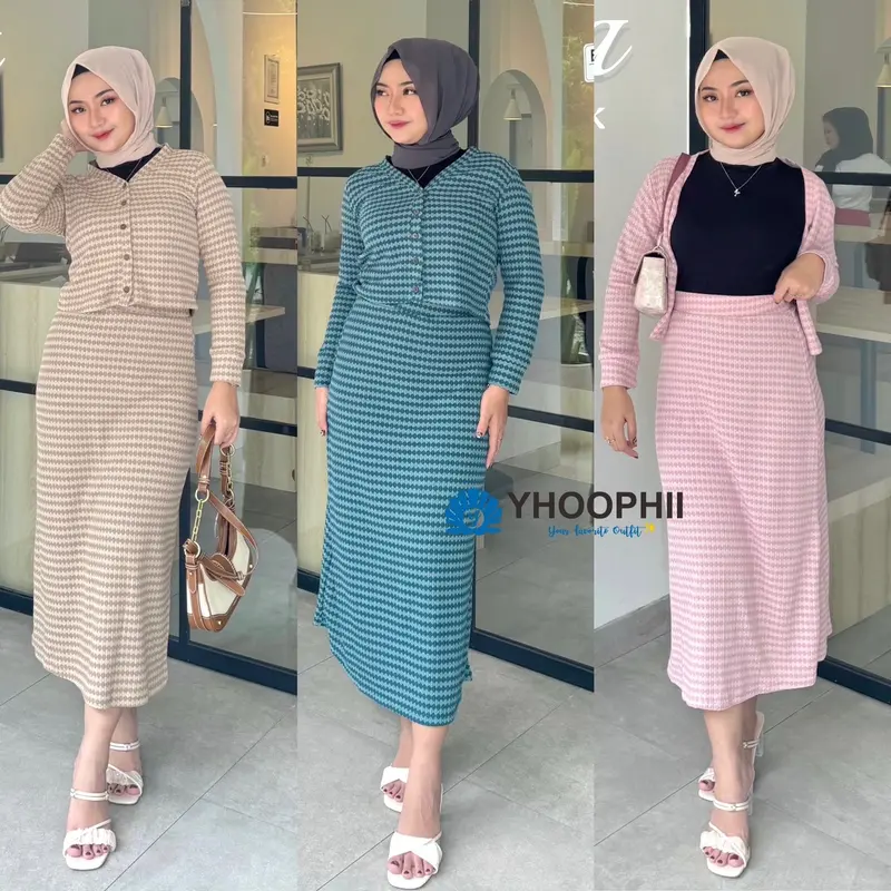 Leora Set - Set Wanita Terbaru - Set Knit Kekinian - Set Rok - Bisa COD - Yhoophii Outfit 0