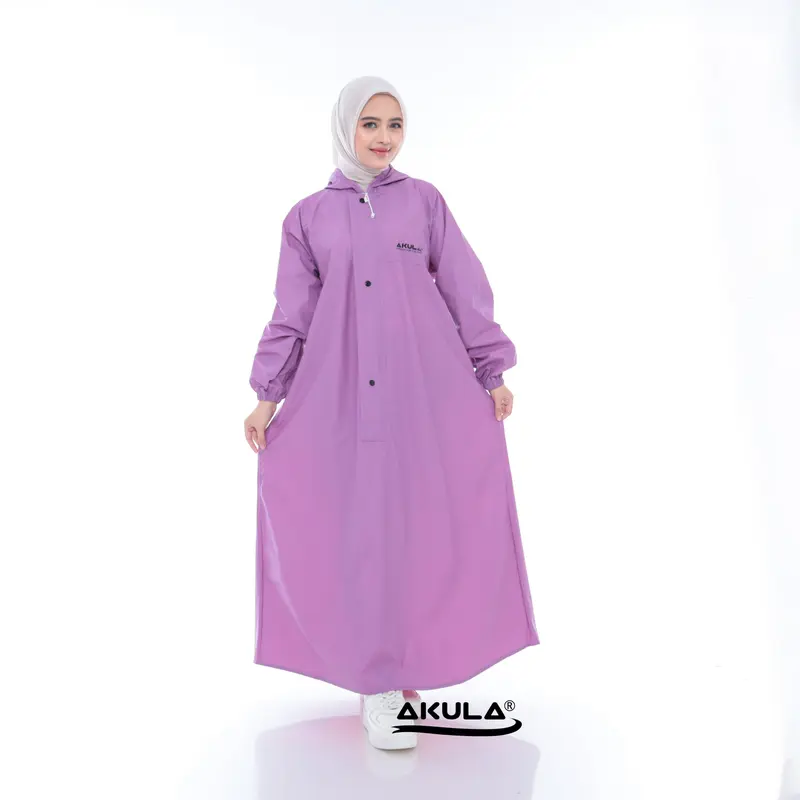 Akula Jas Hujan Gamis Wanita Dewasa Bahan Tebal Awet Anti Rembes 5