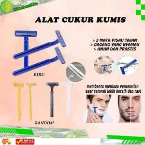 Alat Cukur Kumis dan Jenggot Biru 2 Mata Pisau