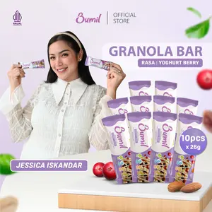 BUMIL Makanan Ringan Bar Rasa Yoghurt Berry dengan Daun Katuk (Granola Bar Yoghurt Berry) [10 pcs]