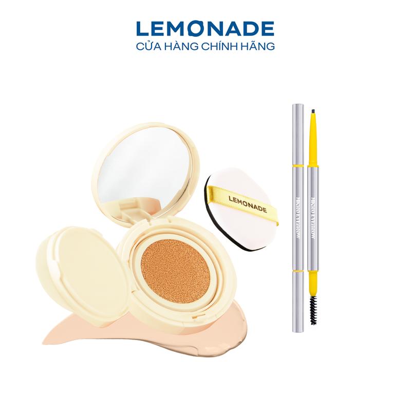 Combo 01 Phấn nước Lemonade Matte Addict Cushion 15g và 01 Chì kẻ mày siêu mảnh lâu trôi Lemonade Micro Eyebrow 0,1g