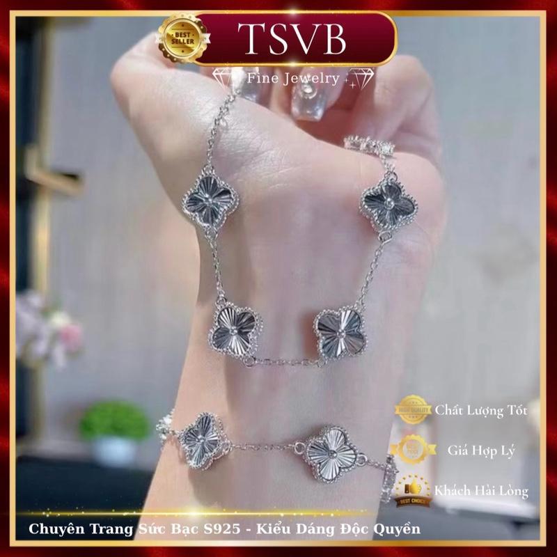 Lắc tay CỎ 4 LÁ 999 may mắn thiết kế 2 mặt sang trọng, quý phái cho nữ (MẪU HOT)