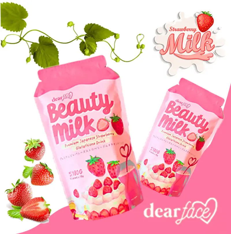 beauty milk premium japanese strawberry glutathione drink Dear Face Beauty Milk Strawberry Glutathione Whitening Collagen Drink for Skin Health beauty milk premium japanese strawberry glutathione drink Dear Face Beauty Milk Strawberry Glutathione Whitening Collagen Drink for Skin Health