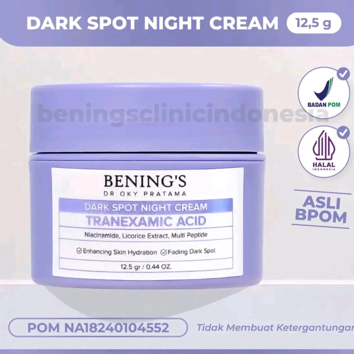 BENINGS DARK SPOT NIGHT CREAM DOKTIF APROVED Wajah Muka