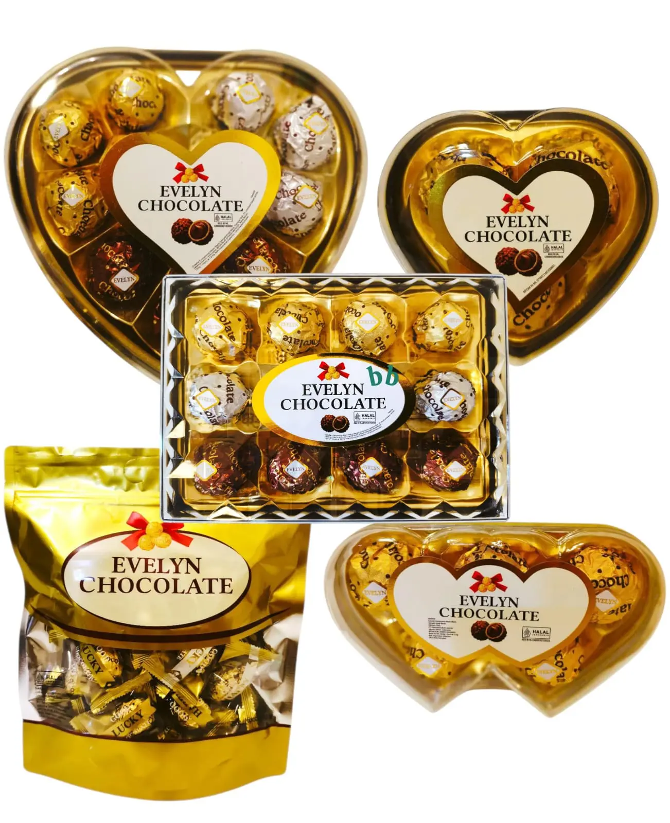 NARAYA EVELYN Chocolate Wafer Ball Bag Love & Square Shape Gift Pack Premium