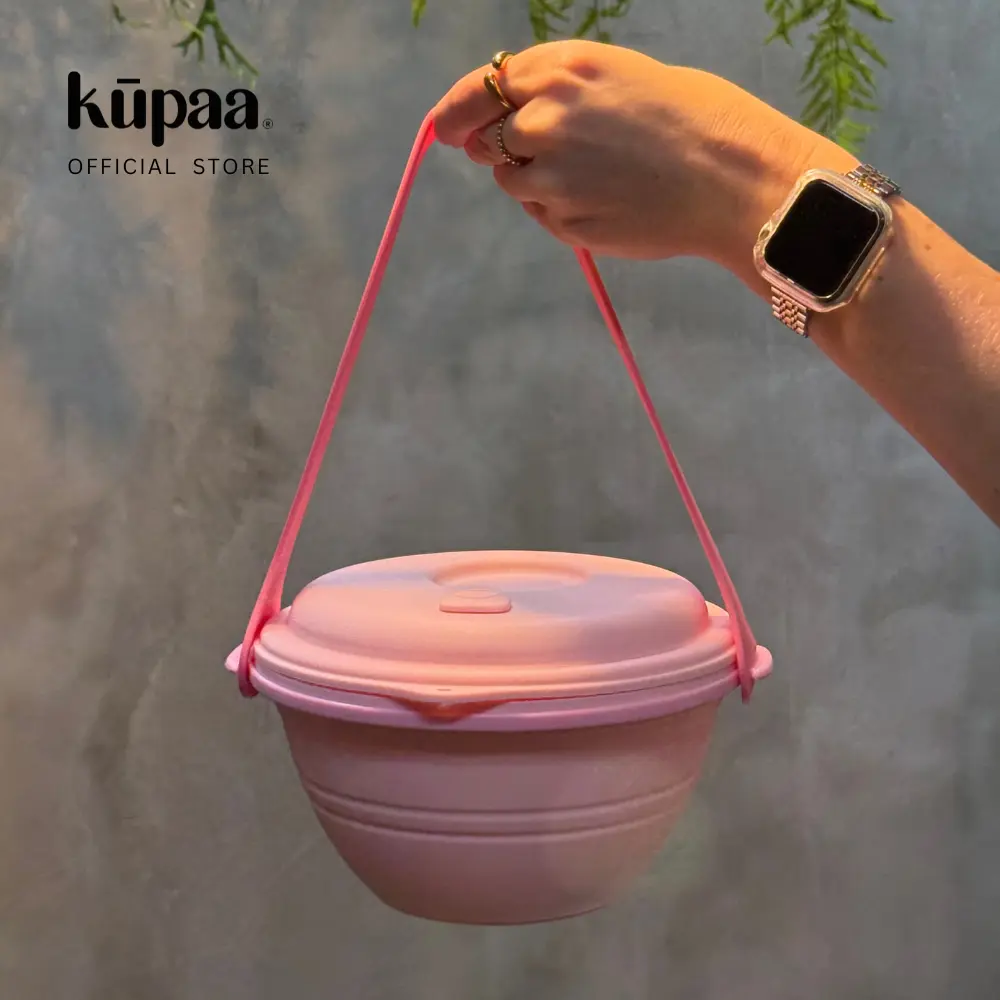 [kupaa] reusable lunch box: bowl & carrier duet (1300ml) - detachable carrier, collapsible, leakproof, microwaveable