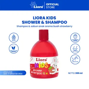 LIORA Kids Shower & Shampoo - 300ML | Sabun Mandi dan Shampoo Anak 2in1 Formula Lembut | Kids Shampoo & Body Wash Anak-Anak Wangi Buah Segar | Sabun Anak Membersihkan Rambut & Kulit, Menjaga Rambut Anak Tetap Halus, Lembut dan Sehat