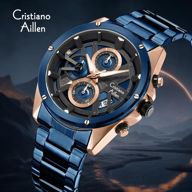 CristianoAillenJamTanganPriaAnalog8895RantaiStainlessSteelChronographKacaSapphireWaterResistant3ATMWatchesWaterproof 1