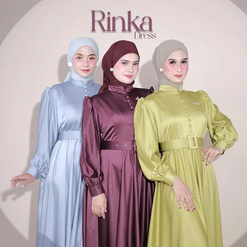 RINKA dress panjang gamis satin Silk muslim Wanita MissKami 1