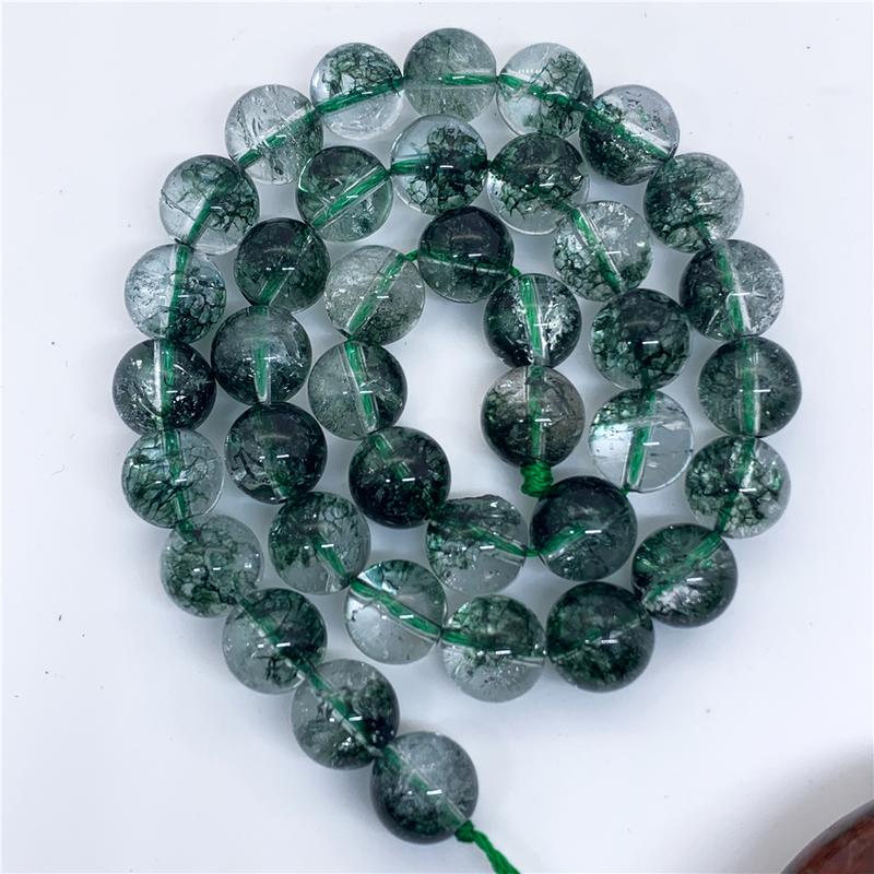 Product Introduction of Green Phantom Crystal Beads 6-12mm Round Natural Loose Stone Bead Diy Necklace 27