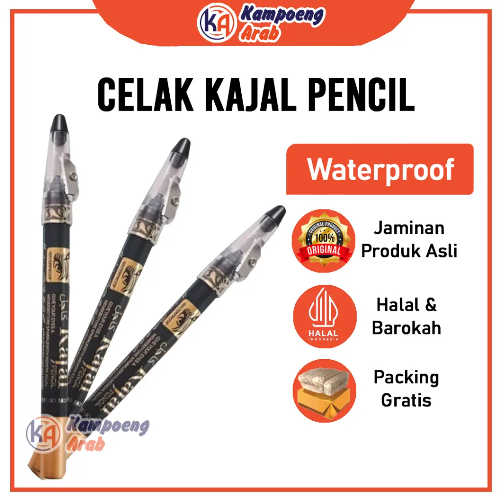CELAK KAJAL PENCIL Waterproof Untuk Mata Indah Warna Hitam Dari Herbal Aman digunakan