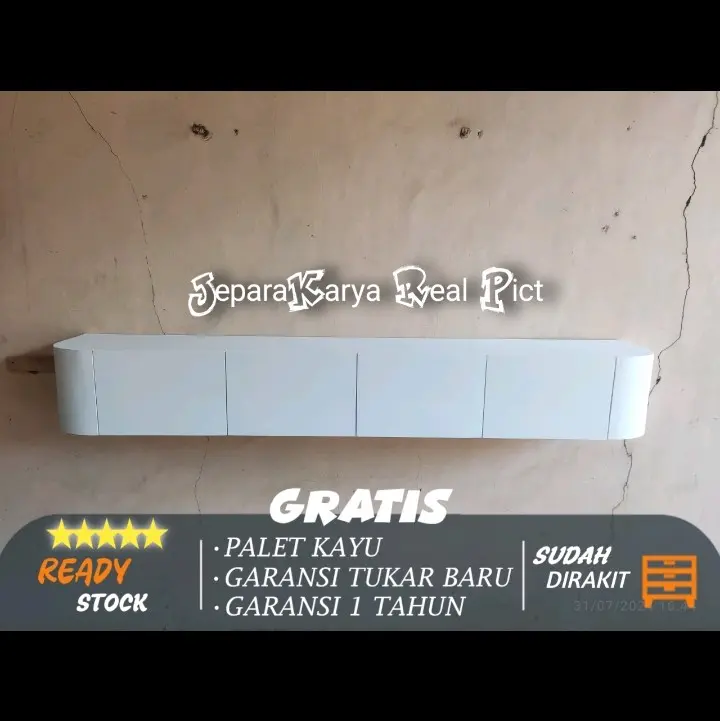 Meja TV Melayang 4 Laci (TG02) 180*200*220 Meja Tv Gantung Meja Tv Dinding Backdrop Meja Gantung 5