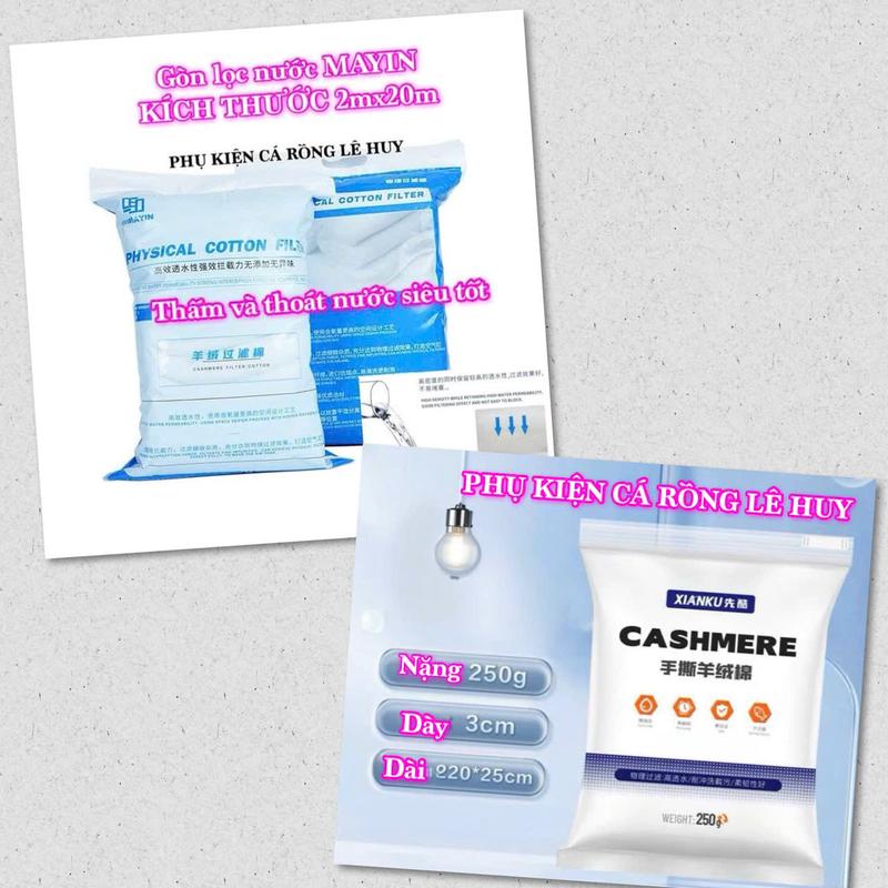  Bông Gòn Lọc Trắng CASHERE Và MAYIN 2m x 22,5cm - Lọc Giữ Cặn Bẩn Siêu Sạch Cho Bể Cá 