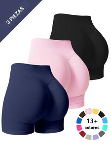 Shorts de gimnasio de cintura alta de color sólido para mujer, shorts ajustados cómodos y transpirables para yoga, entrenamiento en gimnasio, correr y ciclismo, ropa deportiva para damas para el verano
