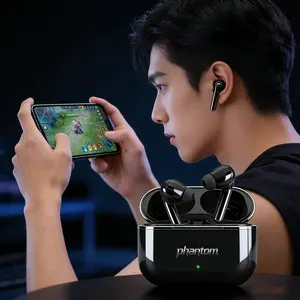 GreatWall PHANTOM T7 Earphone Bluetooth Nirkabel True Wireless, Anti Air Dalam, Baterai Tahan Lama, TWS, Suara Bass Kuat, Audio Surround 3D, Peredam Suara Cerdas, Gaming Kompetitif, Mendukung Panggilan, Musik, Olahraga, Earphone Bluetooth Nirkabel
