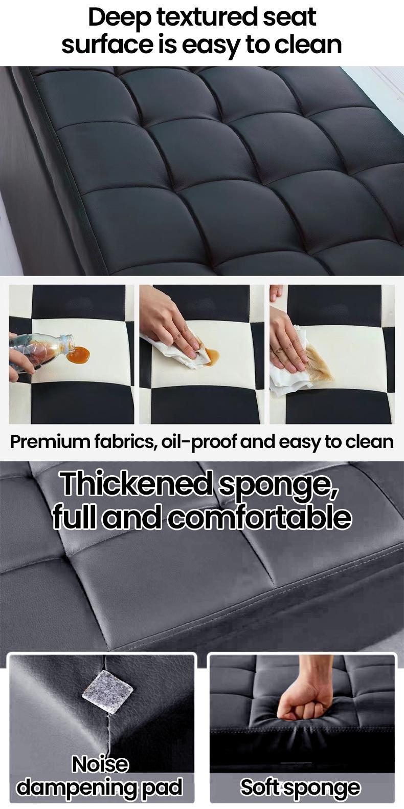 Product Introduction of 【SG Local Seller】Upgrade 120cm Leather Ottoman Storage Bench Stool With Wheel PU Waterproof- 49
