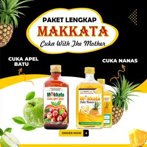 Paket Lengkap Cuka Makkata Cuka Apel Batu Malang & Cuka Nanas Original BPOM Botol Masakan