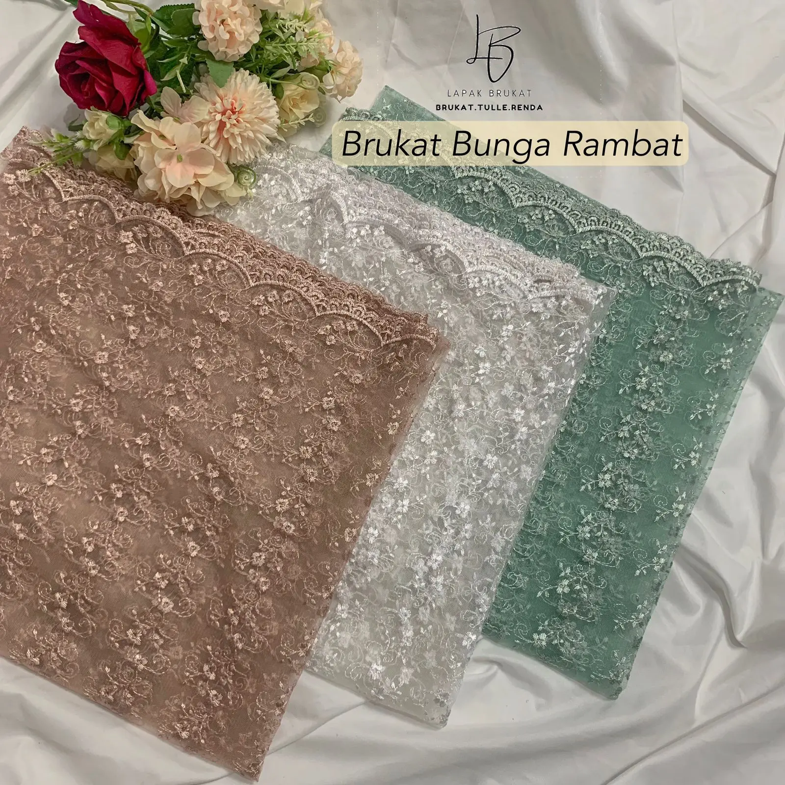 Kain kebaya kain Brukat harga murah 1/2 M motif Bunga Rambat kebaya modern, bridesmaid, kondangan, kebaya wisuda