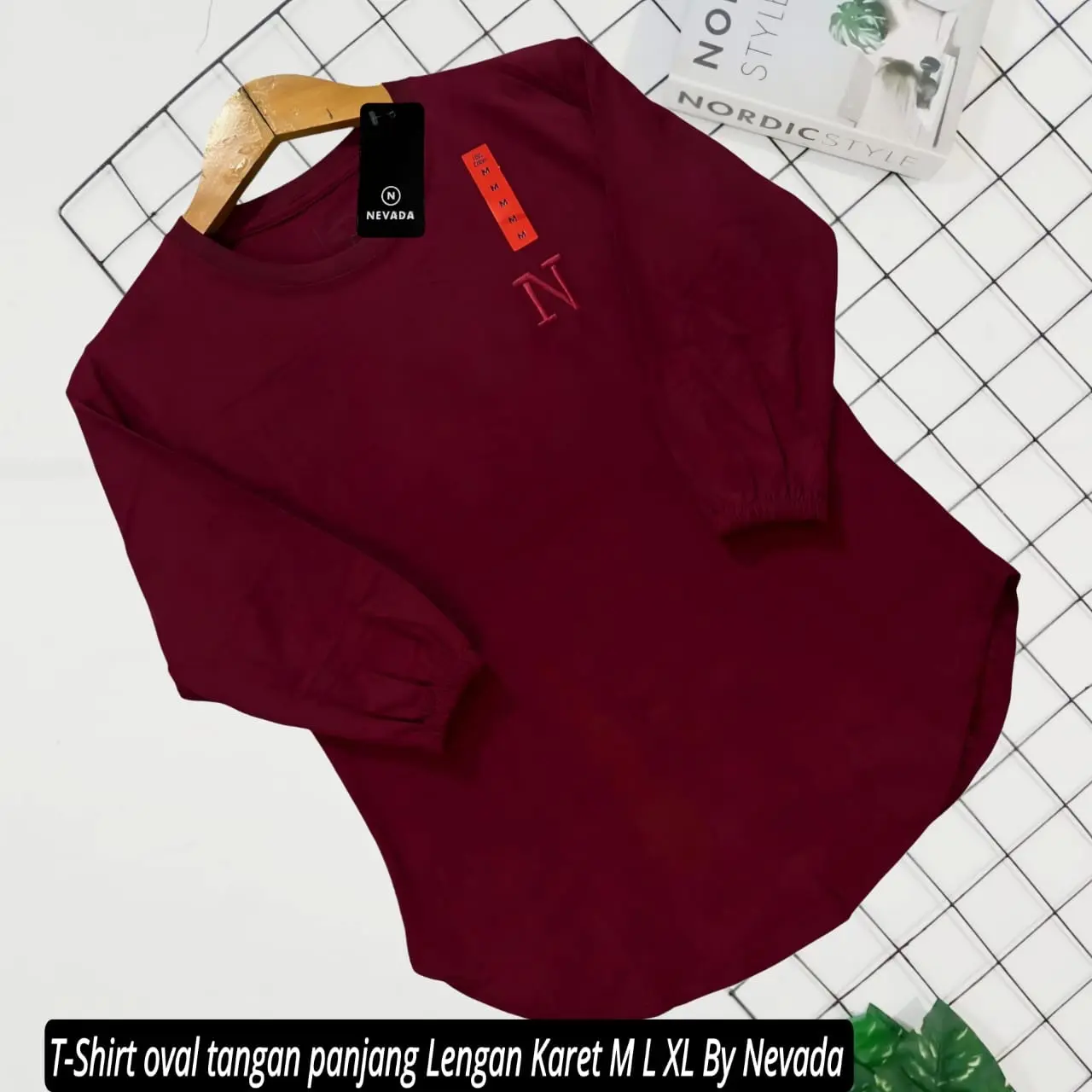 Kaos Oversize oval lengan kerut 7/8