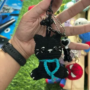 hidden craft | Kucing Hitam Keychain Gantungan Kunci amigurumi Manik-Manik
