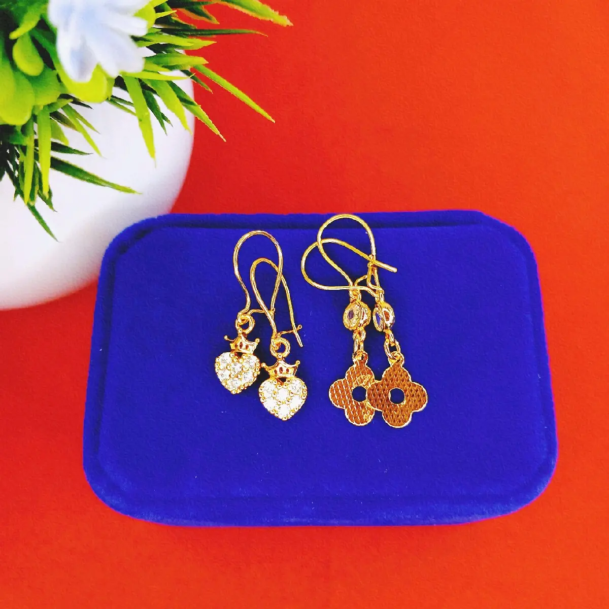 Anting kait permata lapis emas18k