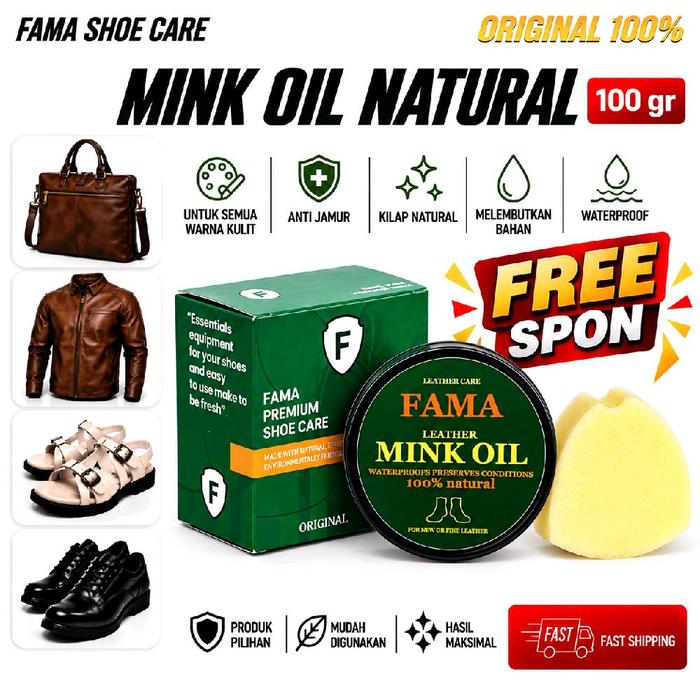 Gambar FAMA-MINK OIL 100gr-SEMIR SEPATU KULIT-SEMIR TAS-SEMIR JAKET-SEMIR TOPI-SEMIR SANDAL-FAMA SHOE CLEANER-FAMA SHOES CLEANER dari FAMA SHOE CARE Kota Semarang Tokopedia