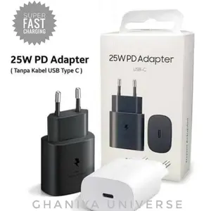 Charger SMSUNG 25W Adaptor-Kabel data C to C pengisian Daya Super Cepat  Adapter Cable Putih Hitam
