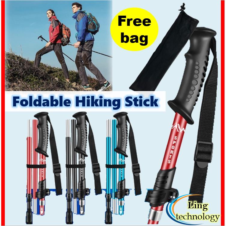 Collapsible Tri-fold Trekking Hiking Poles Foldable Hiking Stick ...