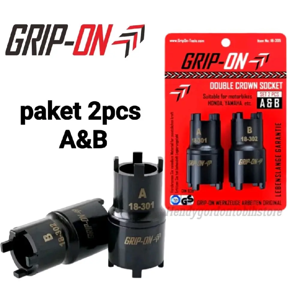 Grip On Kunci Mahkota paket 2pcs Tipe A dan B Kunci Mur Kopling / Double Crown Socket / Kunci kopling / Kunci sock kopling mahkota