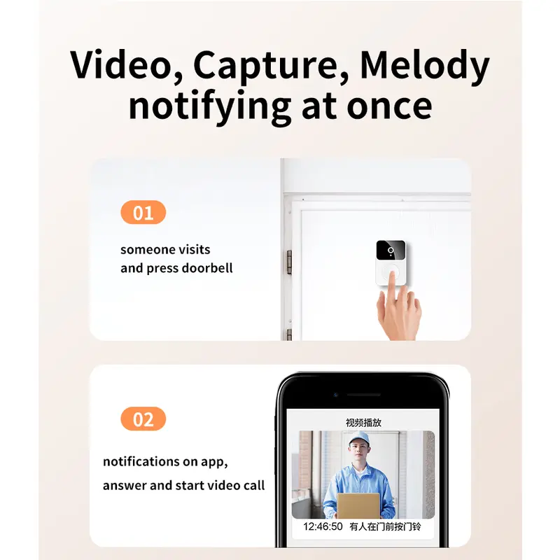 SINOVISION X9 Wireless bell camera IP66 waterproof bell rumah wireless WIFI doorbell bel 3