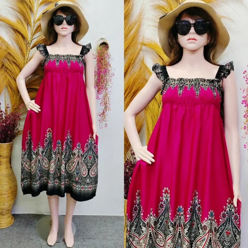 Midi Dress Maira Smock Casual Rayon Nyaman Adem