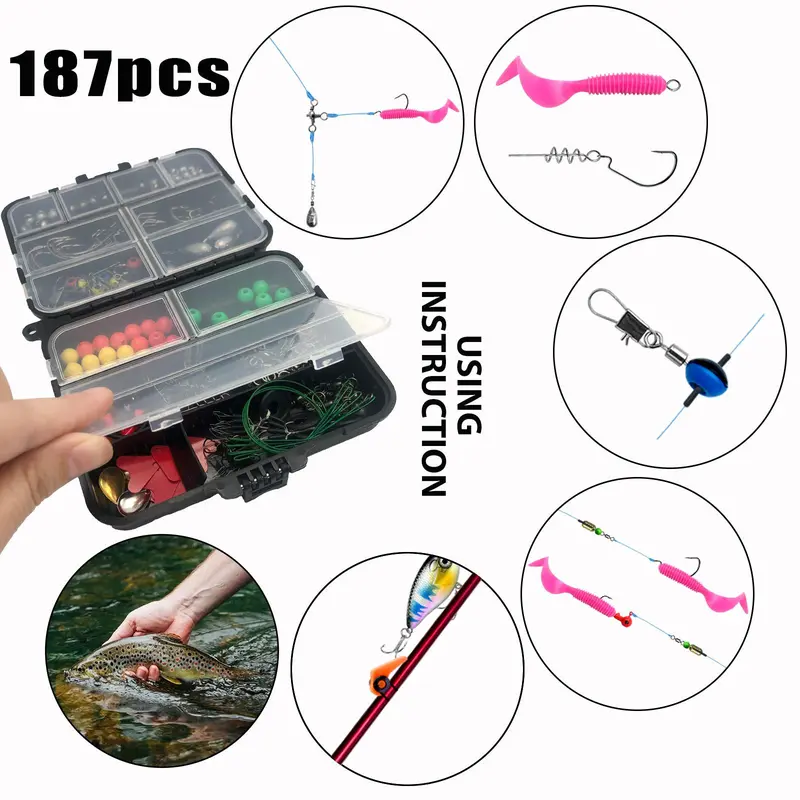 Fishing Lure Kit, 187pcs/set Fishing Lure & Accessories Set, Outdoor Fishing Accessories, Fishing Supplies for Outdoor Fishing 4