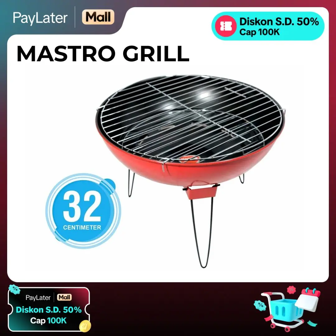 Maspion Mastro Grill BBQ 32cm Tempat Pemanggang Daging Ikan Sosis Alat Panggang Portable Arang 32cm