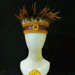 Mahkota Topi Tari Bulu Dayak | Hiasan Kepala | Aksesoris Tari