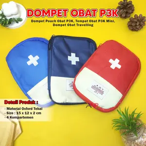 ANP88 Dompet Obat P3K / Tas Obat Tempat Kotak Obat Organizer P3K / Pouch Tempat Obat Mini / Tas P3K Mini Bentuk Persegi / Tempat Kotak Obat Bag Organizer Medicine Bag