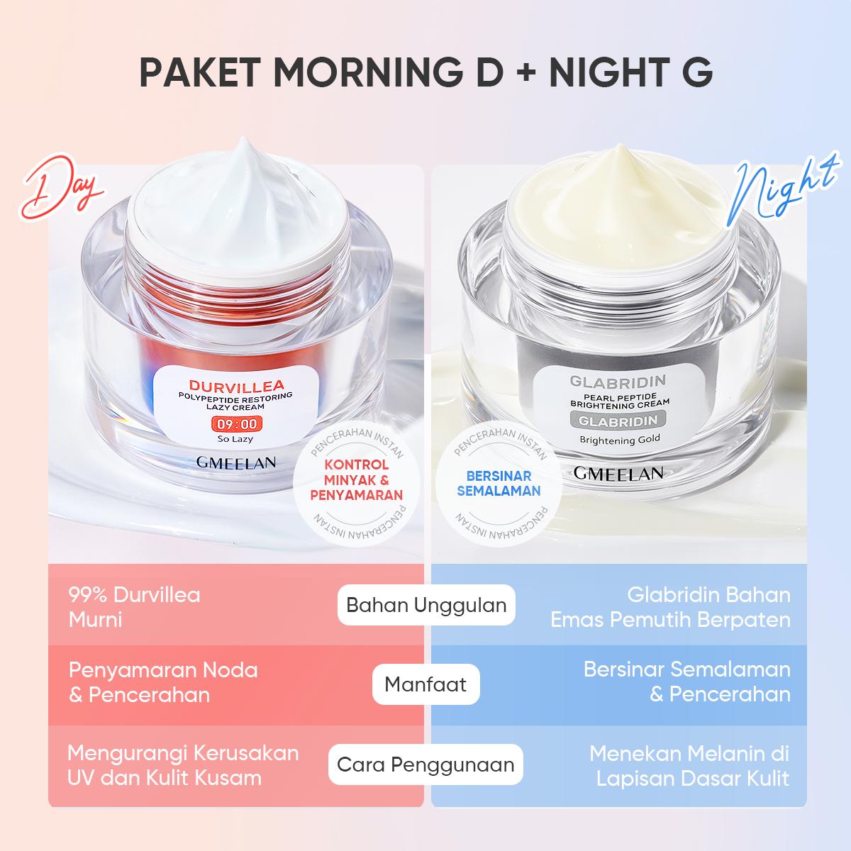 GMEELAN Durvillea Polypeptide Pemulihan Krim Malas 30g +Glabridin Pearl Peptide Brightening Cream 30g