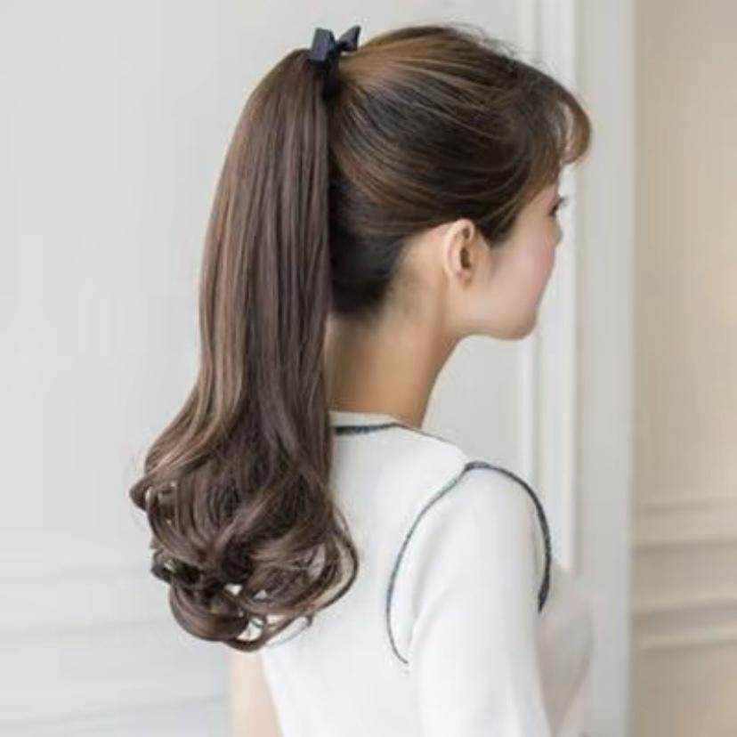 Wig Ponytail Anak Rambut Palsu Extension Hair Clip Ponytail Model Pendek Keriting 35cm Ponytail Curly Tali Fashion Poni