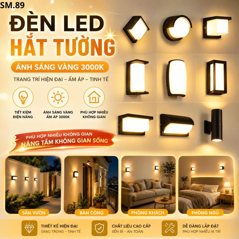 Đèn treo tường gắn tường trang trí decor kháng nước ip65 điện áp 220v