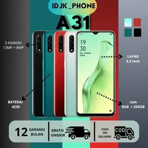 Hp Smartphone Android A31 Ram 6GB Internal 128GB LTE Garansi 1 Tahun Kamera Triple 13MP Layar 6.5 Inch 4230mAh