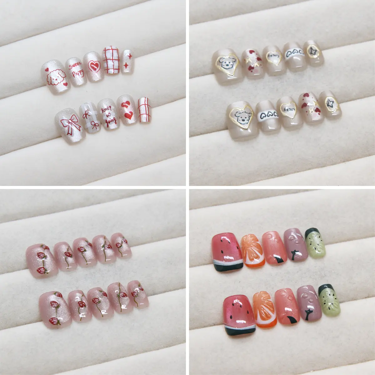 【10 Piece Pack】Sizes Available, Short Handmade Cute Fashion Fake Nails for 2025