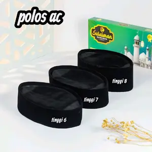peci ac  pendek polos ac kopiah ac pendek tinggi 6.7.8 cm songkok hitam ceper Dewasa Muslim Pria Santri