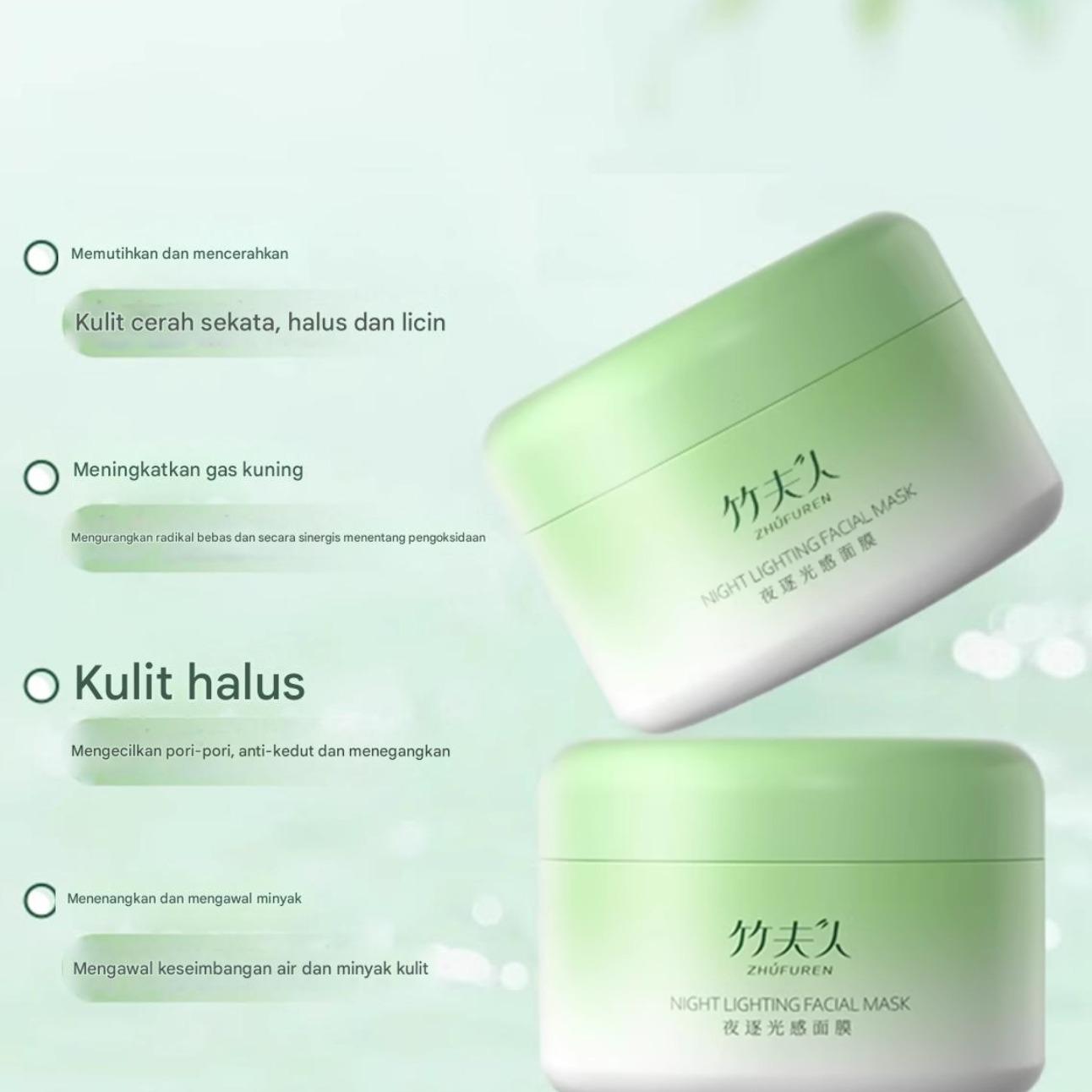 ZHUFU Masker Mencerahkan Atas Otot Memutihkan Kuning Antioksiden Memenangkan Aplikasi Masker Bamboo Lady Mask Night Lighting Facial Mask