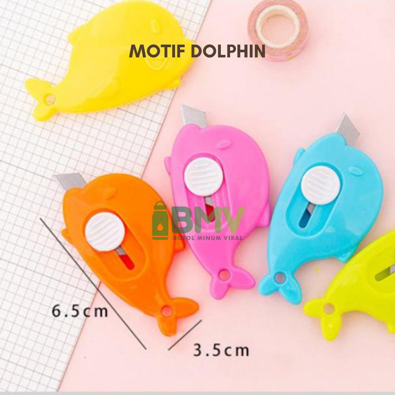 Cutter Mini Bentuk Awan Dolphin Stainless Steel Untuk Keamanan Sekolah dan Seni 5