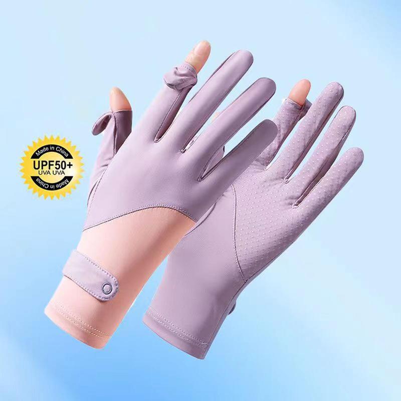 Găng tay nữ không ngón tay chống tia UV, găng tay nylon thoáng khí chống trượt với thiết kế khối màu, phù hợp cho đạp xe, lái xe và các hoạt động thể thao mùa hè, phụ kiện bảo vệ khỏi nắng, trang bị thể thao ngoài trời