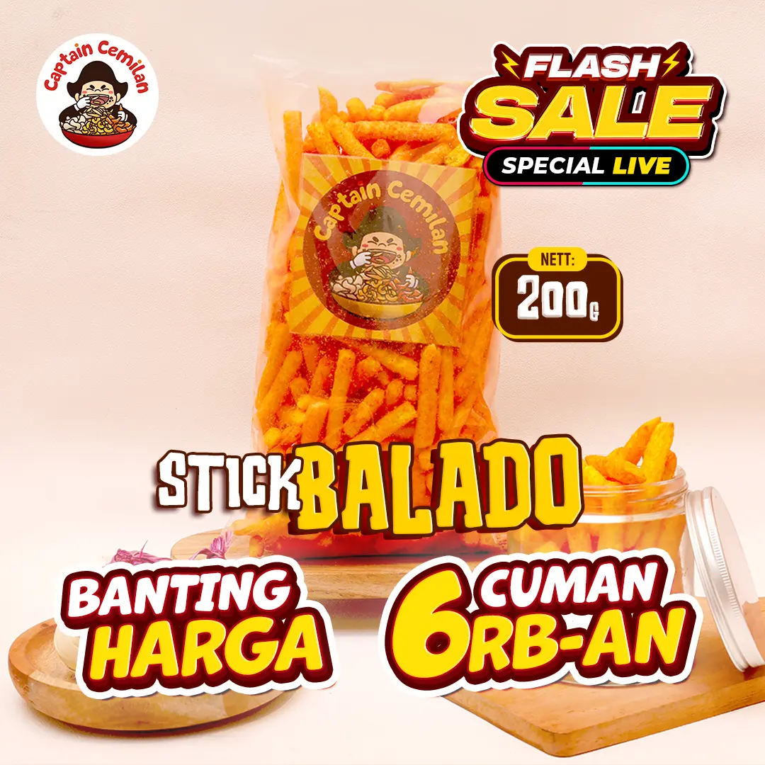 Flash Sale-200gr Snack Stick Balado - cemilan asin gurih Captain Cemilan