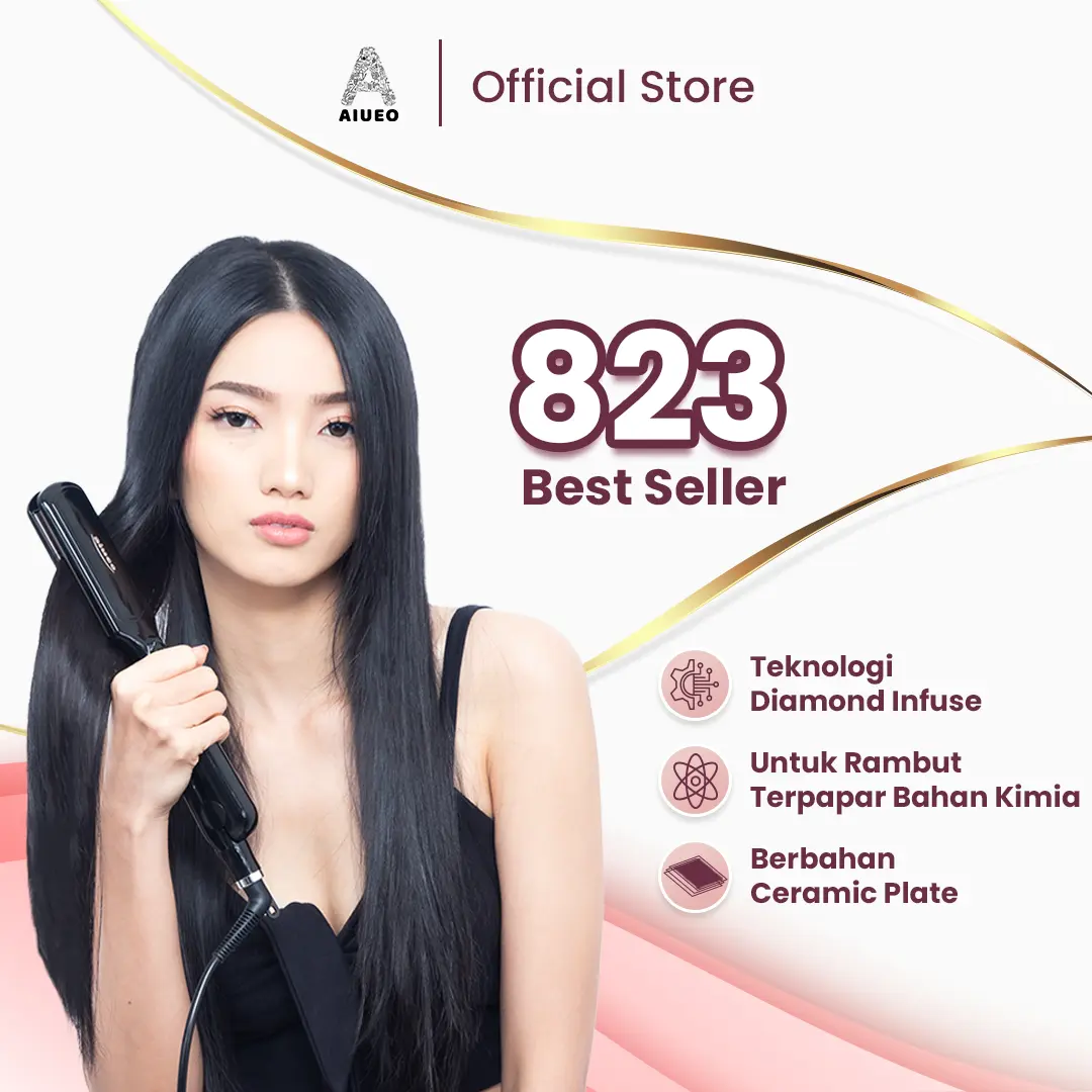 Catokan AIUEO • Catok Rambut 2 in 1 Aiueo 823 Hair Straightener Curly and Blow Recomended - Alat Catok Meluruskan Rambut dan Kriting