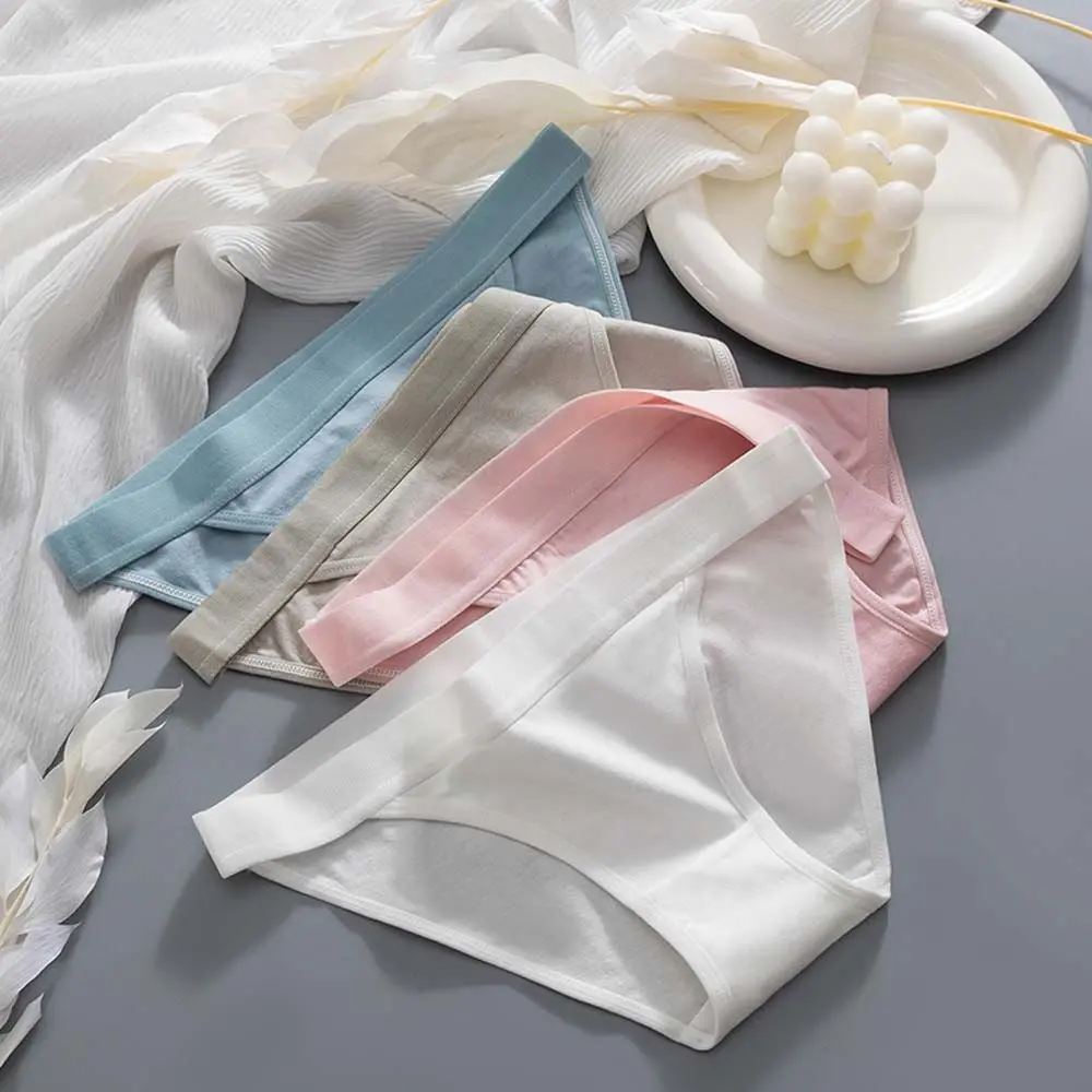 Quần Lót Cotton Cho Nữ, Quần Lót Thoáng Khí Ngọt Ngào, Màu Trơn, Cạp Thấp, Intiates, Màu Trơn, Mùa Hè